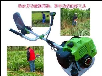 助農多功能割草機砍草機助農多功能砍草機采用最新產的四沖程汽油機，跟普通轎車一樣機油和汽油分開加入兩個孔，不像二沖程每次加油都要先將汽油與機油按比例混合，稍有不對就問題來了。且助農多功能砍草機汽油機器采用大功率極少維護型，功率大但省油。