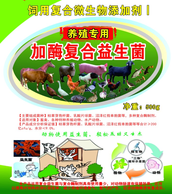養(yǎng)殖專用加酶復(fù)合益生菌，養(yǎng)豬復(fù)合益生菌，養(yǎng)雞復(fù)合益生菌，鴨鵝養(yǎng)殖復(fù)合益生菌，牛羊養(yǎng)殖復(fù)合益生菌，特種動(dòng)物養(yǎng)殖復(fù)合益生菌，水產(chǎn)養(yǎng)殖復(fù)合益生菌